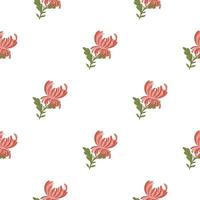 decoratieve romantische naadloze patroon met doodle roze chrysant bloemen vormen. witte achtergrond. vector