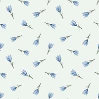plakboek botanische naadloze patroon met kleine blauwe willekeurige omtrek krokus bloem elementen op lichte achtergrond. vector