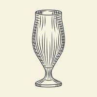 vintage handgetekende bierglas. leeg pilsener glas bier geïsoleerd op lichte achtergrond vector