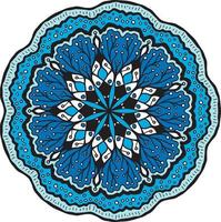 blauw met zwarte omtrek - mandala ornament vector