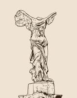 gevleugelde overwinning van samothrace in zwart-wit vectorillustratie vector