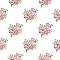 geïsoleerde naadloze bloemmotief met doodle roze struik silhouetten afdrukken. witte achtergrond. eenvoudige stijl. vector