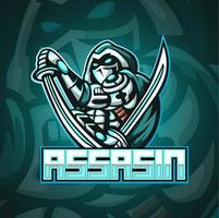 Ninja Assassin mascotte esport logo ontwerp. vector