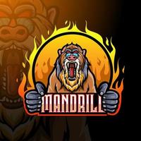 mandril baviaan mascotte esport logo ontwerp. vector