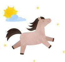 aquarel pony-paard. leuke pony. kinderen illustratie. vector