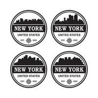 een set skyline new york vector, een set wolkenkrabber amerika logo vector