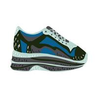 grote sneaker geïsoleerd op een witte achtergrond. abstracte tekening sneaker blauwe kleur in doodle. vector