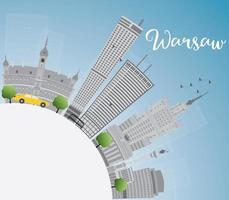 Warschau skyline met grijze gebouwen, blauwe lucht en kopieer ruimte. vector
