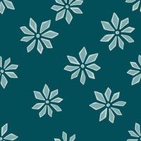 naadloze abstracte natuur patroon met anjer bloemen doodle print. marineblauwe achtergrond. eenvoudige stijl. vector