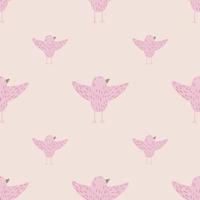 minimalistisch dierlijk naadloos patroon met roze eenvoudig vogelsornament. pastel palet kunstwerk. vector