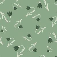 organisch decoratief naadloos patroon met grasbelsilhouetten. pastelgroene achtergrond. bloemenprint. vector