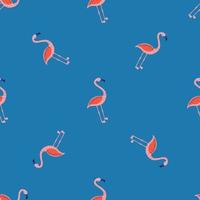 exotisch wild natuur naadloos patroon met kleine heldere flamingoprint. blauwe achtergrond. simpel ontwerp. vector