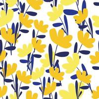 bloesem naadloos patroon met geel abstract bloemenornament. geïsoleerde afdrukken. heldere botanische achtergrond. vector