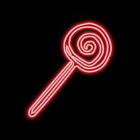 rood neon lolly teken. neon lolly icoon. vector illustratie