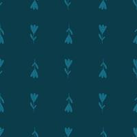 minimalistisch naadloos doodlepatroon met eenvoudige bloemsilhouetten. marineblauw palet kunstwerk. vector