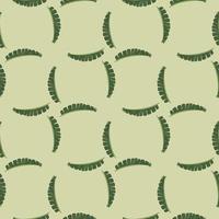 geometrische naadloze patroon met doodle groene hand getrokken fern verlaat ornament. beige pastelachtergrond. vector