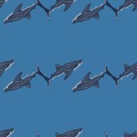 walvishaai naadloos patroon in scandinavische stijl. zeedieren achtergrond. vectorillustratie voor kinderen grappige textiel. vector