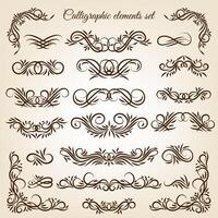 Vintage kalligrafische swirl ornamenten instellen vector