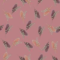 naadloos willekeurig patroon met abstracte doodle lelietje-van-dalenvormen. bleek roze en paars kleurenkunstwerk. vector