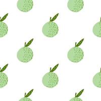 geïsoleerd naadloos fruitpatroon met groene pastelkleurige appelsilhouetten. witte achtergrond. gezonde voeding afdrukken. vector