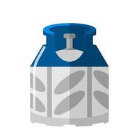 korte gasfles geïsoleerd op een witte achtergrond. kleine hedendaagse bus brandstof opslag vectorillustratie. blauwe propaan fles pictogram container in vlakke stijl. vector