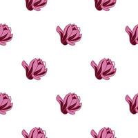 bloemen geïsoleerd naadloos patroon met het heldere roze ornament van magnoliabloemen. witte achtergrond. vector
