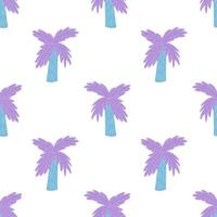 geïsoleerde heldere cartoon naadloze patroon met eenvoudige paarse palmboom silhouetten. witte achtergrond. vector