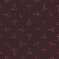 rode abstracte voorgevormde kamille bloemen naadloze patroon. kastanjebruine donkere achtergrond. veld achtergrond. vector