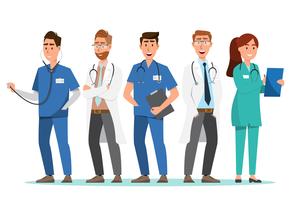 Set van arts en verpleegkundige stripfiguren vector