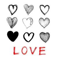 hand getekende illustratie van hart liefde pictogram op witte achtergrond vector
