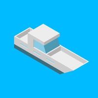 vectorillustratie van eenvoudige isometrische boot geïsoleerd op blauwe achtergrond. 3D-stijl schip vector