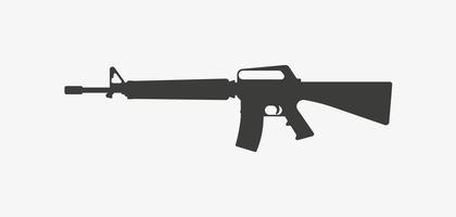 m16 vector pictogram. aanvalsgeweer pistool symbool. silhouet van wapen