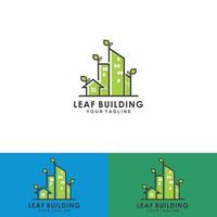 abstracte groene stad gebouw logo ontwerpconcept. woon-, appartement- en stadslandschap pictogram symbool vector