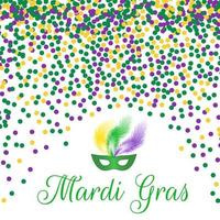 mardi gras carnaval vector achtergrond met groene, paarse en gele confetti. eenvoudig te bewerken ontwerpsjabloon voor uw projecten.