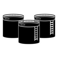 tanks met olie opslag pictogram zwarte kleur vector illustratie afbeelding vlakke stijl