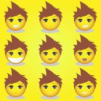 leuke man anime emoticon set vector