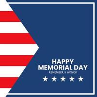 herdenkingsdag vierkante sjabloon voor sociale media-inhoud. herinneren en eren. met gestreepte Amerikaanse vlagachtergrond vector