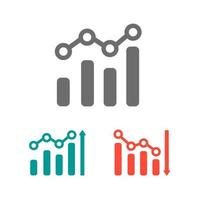 analytische pictogrammen nemen toe en af. plat ontwerp zakelijk symbool op witte achtergrond vector