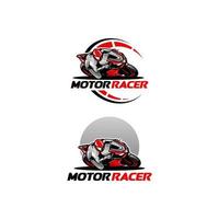 set van motorfiets - motorrace illustratie logo vector