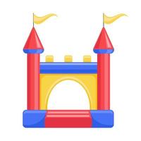 springkussen opblaasbaar kasteel. toren en uitrusting voor kinderspeelplaats. vector lijn illustratie