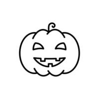 halloween pompoen lijn pictogram. enge jack lantaarn voor de viering van 31 oktober lineair pictogram. grappig pompoengezicht voor halloween-decoratieoverzichtspictogram. bewerkbare streek. vectorillustratie. vector