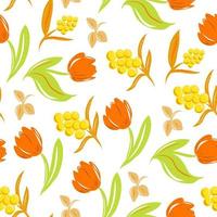 naadloos patroon met tulpen en mimosa. vector