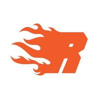 letter r met vuur vlam logo ontwerp vector grafisch symbool pictogram illustratie creatief idee