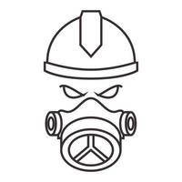 lijnen brandweerman hoofd helm en rookmasker logo symbool vector pictogram illustratie grafisch ontwerp