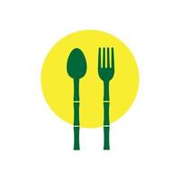 stok bamboe lepel en vork logo ontwerp, vector grafisch symbool pictogram illustratie creatief idee