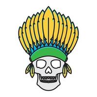 kleurrijke schedel met tribal hoofdtooi veren indian logo ontwerp vector pictogram symbool grafische afbeelding