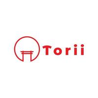 cirkel rode lijn japan torii logo ontwerp, vector grafisch symbool pictogram illustratie creatief idee