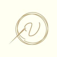 letter v met garen naald kleermaker logo ontwerp vector grafisch symbool pictogram illustratie creatief idee
