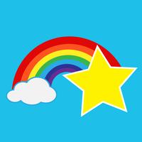 regenboog met wolk pictogram vector