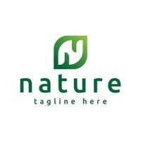 letter n natuur groen logo-ontwerp vector